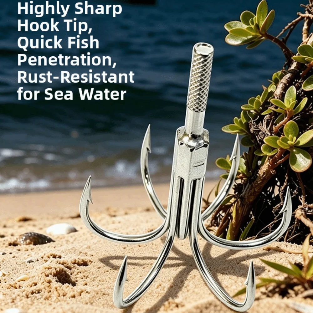 3pcs Stainless Steel Fishing Hooks Sharp Point 3PCS Set Umbrella Hooks Right Angled Design Squid Jig Style Jig Hooks