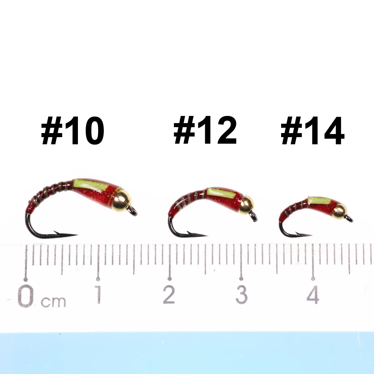 6PCS #10 #12 #14 #16 Peacock Herl Ribbed Red Color Rasin Coated Body Blue Flash Back Yellow Cheek Buzzers Nymph Fishing Flies