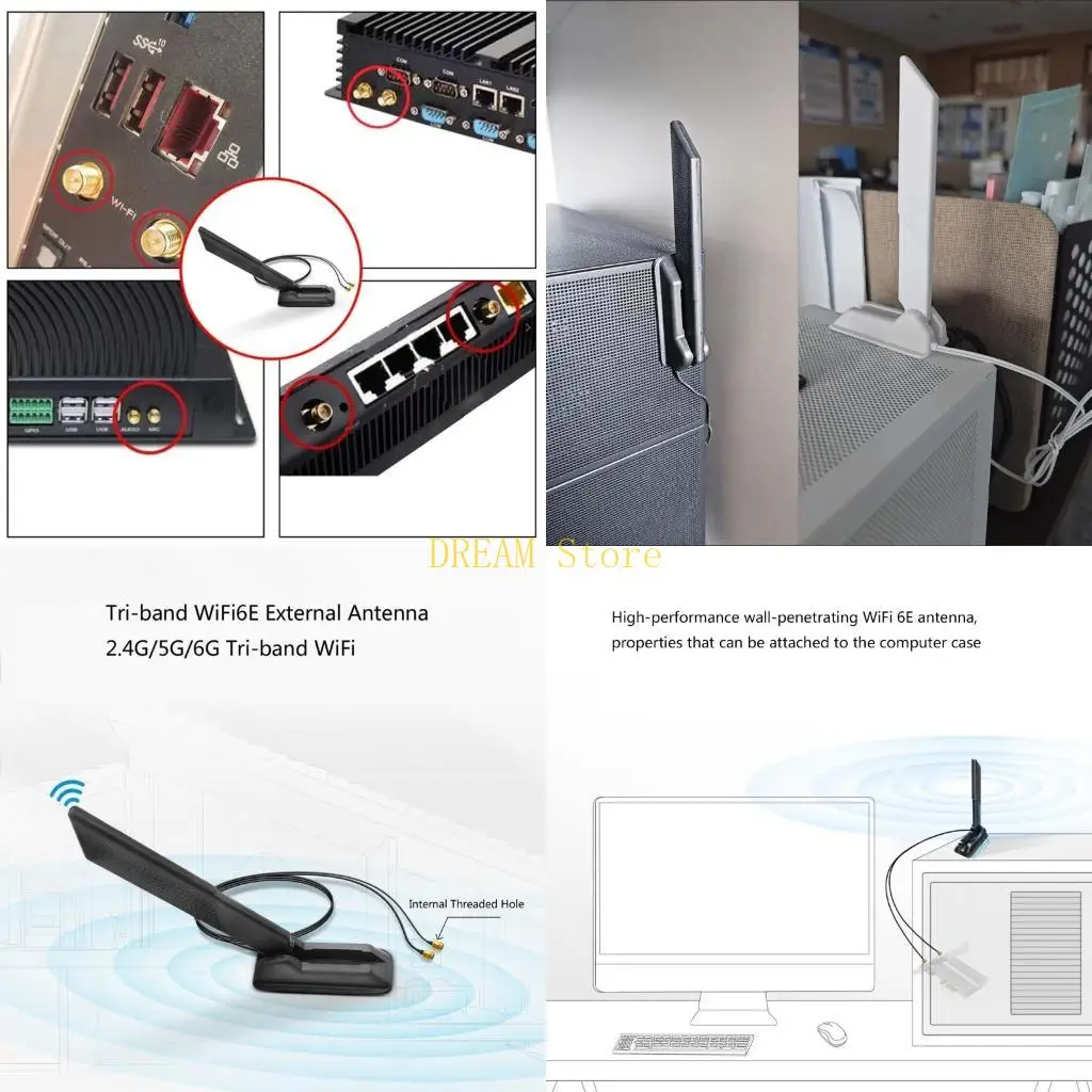 

2.4G 6G WiFi6E Antennas Foldable 12dB 2SMA Internal Thread Antennas,for Better Signal Reception and Networking Stability