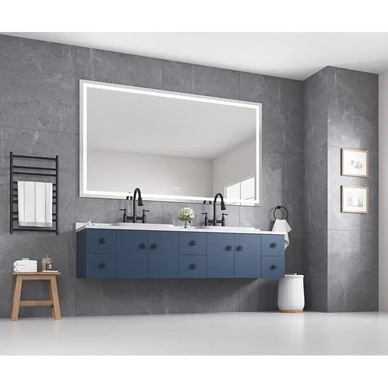 مرآة حائط بإضاءة LED مقاس 48 بوصة مع لومن عالي وتحكم مضاد للضباب للحمام والصالون #3