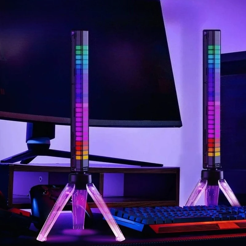 جديد ثلاثية الأبعاد لاقط أضواء الصوت RGB التحكم الصوتي ضوء لاقط إيقاع ضوء المزاج مصباح لسيارة استوديو المنزل مع قوس مضيئة