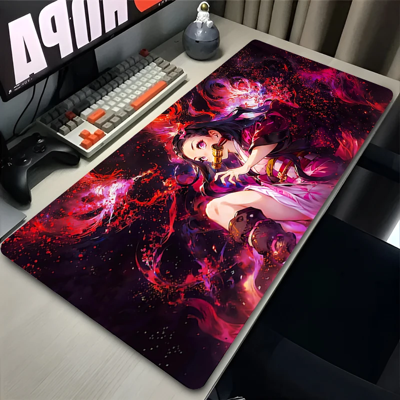 Spark Pattern Mouse Pad Laptop Japan Anime Gaming Keyboard Rug Large Demon Slayer Nezuko Mousepad PC Kawaii Sexy Girl Desk Mat