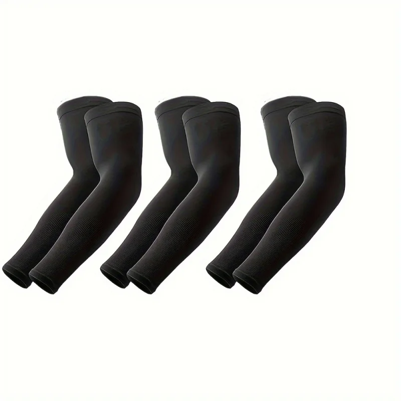 3 Pairs Summer Sun Protection Ice Silk Arm Sleeves, Breathable Elastic Quick-Drying, Unisex for Cycling, Driving, Sports & Gym