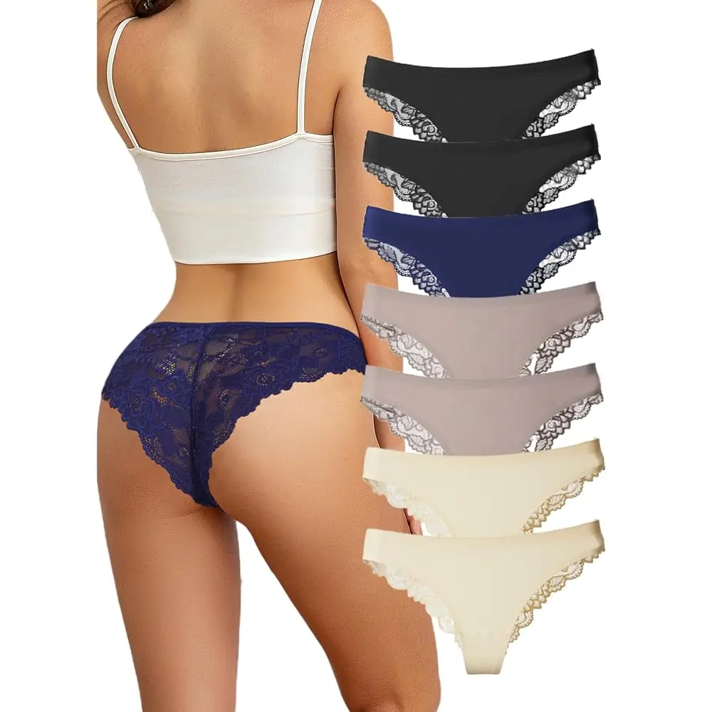 

Кружевное бикини для женщин, шелковые трусики, сексуальное нижнее белье, бесшовные удобные разноцветные женские трусики (набор)