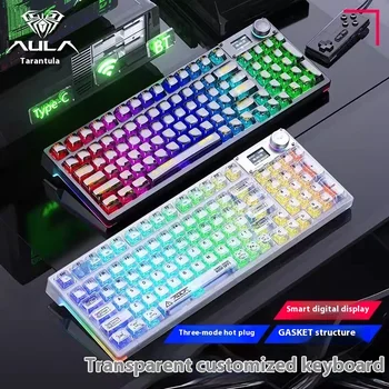 Wolf Spider F98pro Wireless Transparent Mechanical Keyboard with Screen Bluetooth Esports Fps Game Mechanical Keyboard