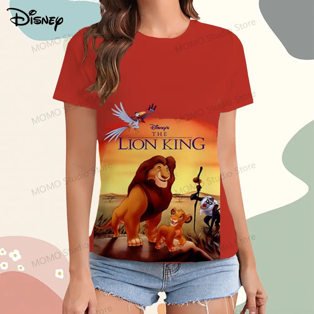 Simba Disney The Lion King T-shirt Women's 2024 T-shirts Leisure Summer New Dress XS-3XL Short Sleeve Tee Y2k O Neck Tops 2024