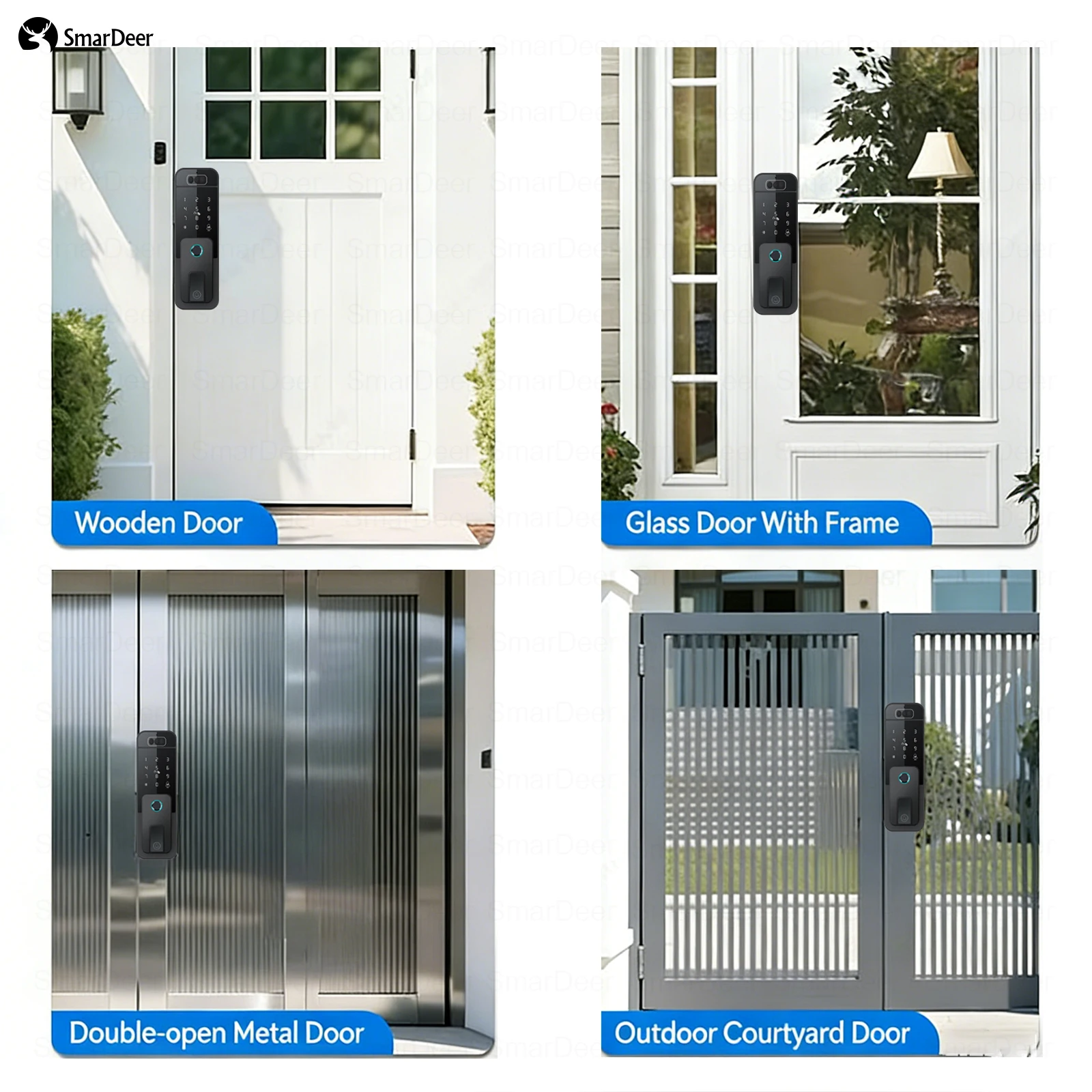 Waterproof Outdoor Smart Door Lock Fingerprint Facial Recognition Password Anti-theft Security Electronic Lock for Gate Garden view 3