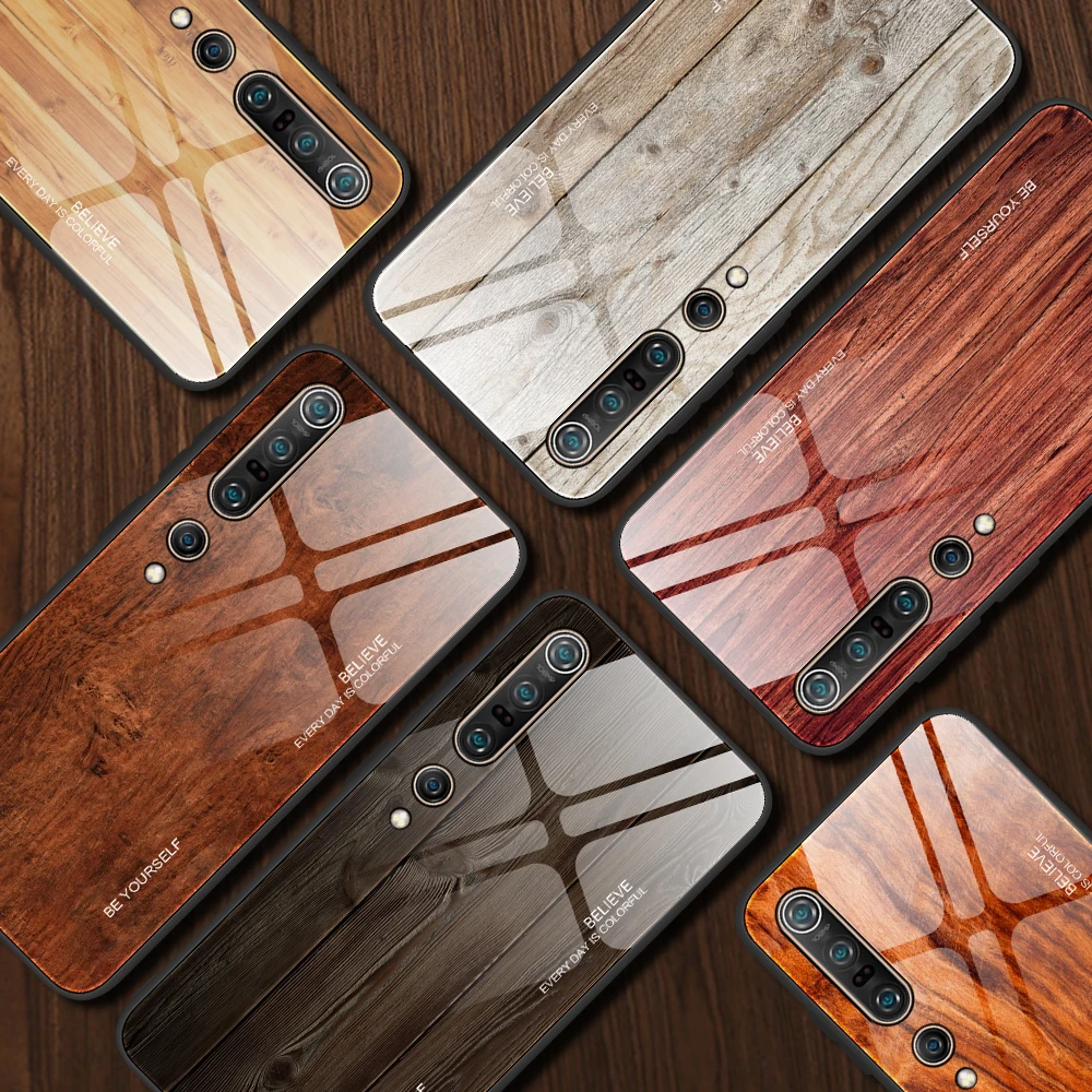 Xiaomi Mi 10T Pro Mi10T Case Wood Grain Tempered Glass Hard Cover Shockproof Phone Case for Xiaomi 10T Pro Xiaomi10T 10T Pro 5G