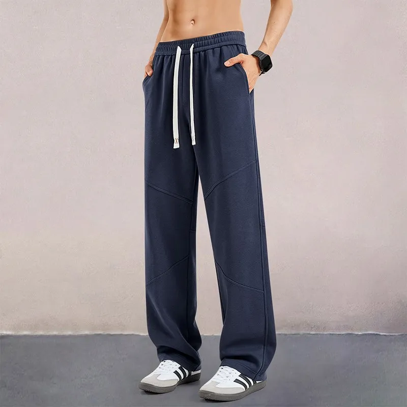 

Свободные спортивные брюки для баскетбола для мужчин, весна 2025, повседневные прямые брюки, универсальные молодежные брюки из смесового хлопка и полиэстера