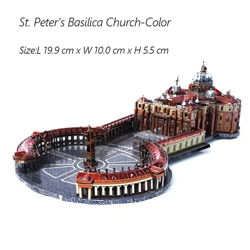 DIY Model budowlania 3D Puzzle metalowe Multicolor St. Peter\'s Basilica kościół miniaturowy model montażowy układanka zabawki dekoracyjne