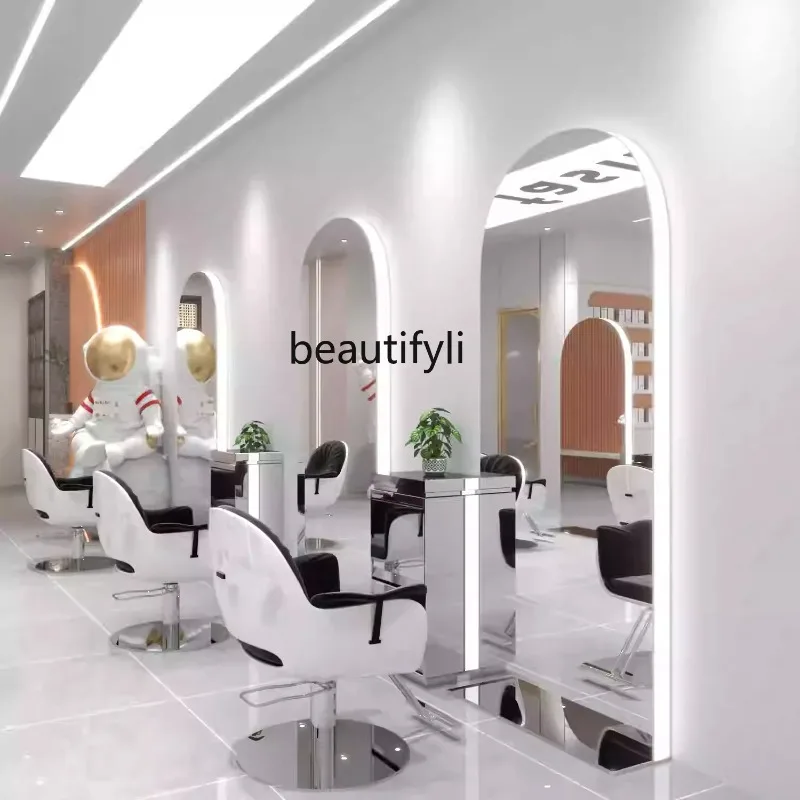 

A176 Barber shop double-sided floor-to-ceiling mirror, special mirror table for hair salon, new model.