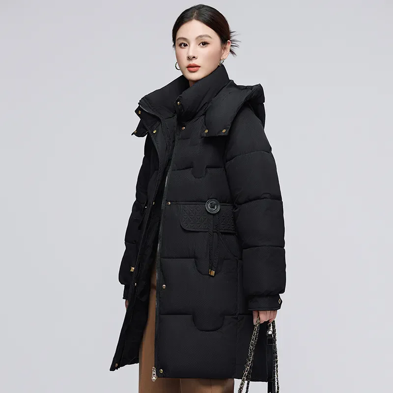 女性用韓国ダウンコットンコート,ミッドレングスのオーバーコート,厚手の暖かいパーカー,フード付きのゆったりとしたプラスサイズ,コットンパッド入りコート,冬のアウター,新品