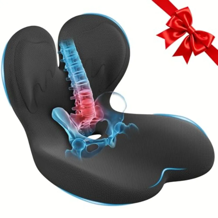 

Car Seat Cushion with Lumbar Support for Long Driving Truck/RV, Ergonomic Memory Foam Office Chair Cushion for Sciatica, Tailbo