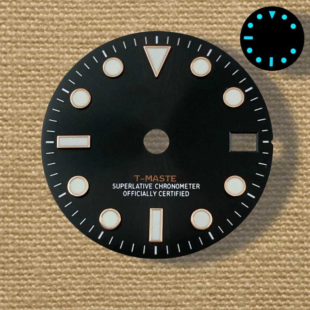 Hochwertiges 28,5 mm S-Logo-Meteorit-GMT-Zifferblatt, geeignet für NH34-Japanisches Uhrwerk, eisblaues, leuchtendes Uhrenmodifikationszubehör