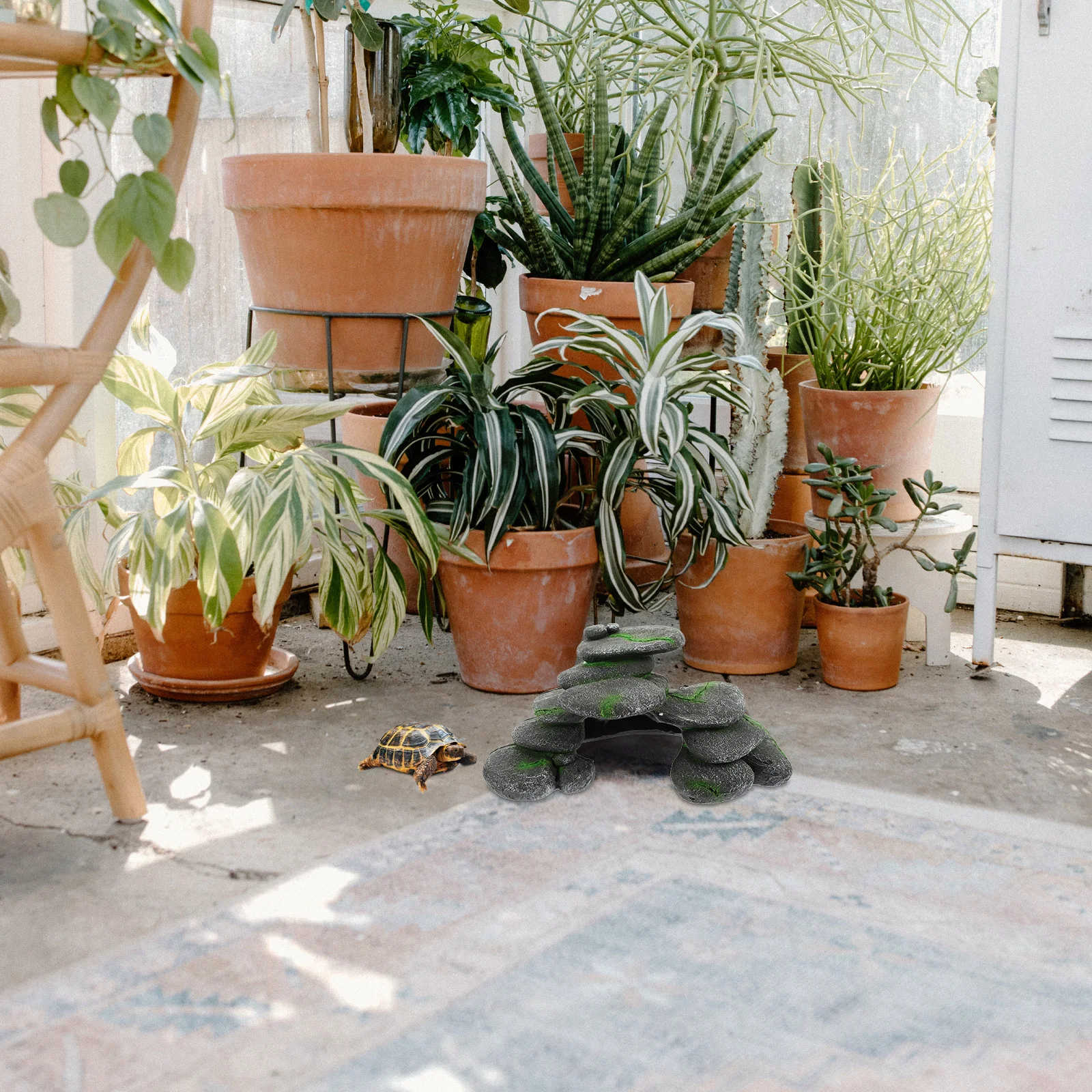 

Turtle Hiding Cave Premium Resin Simulated Cobblestone Reptile Habitat Shelter for Lizards Spiders Hermit Crabs Terrarium