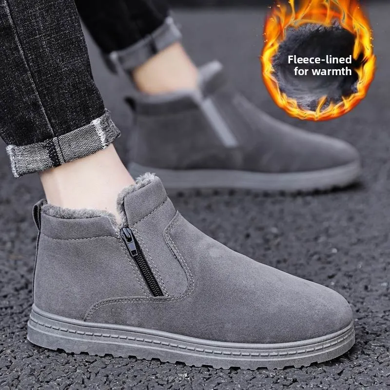 

Мужские зимние ботинки-челси с меховой подкладкой, водонепроницаемые, нескользящие, теплые, из кожи и ткани, легко надеваемые, для мужчин