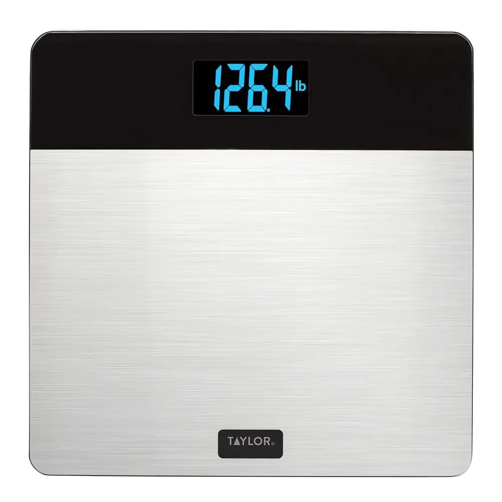 LCD Body Weight Scale Stainless Steel Modern Blue Backlit Taylor 400lb Capacity Smart Health Tracker