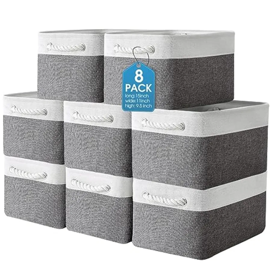

8 Pack Collapsible Storage Bs Fabric Storage Bs Polyester Fabric Baskets with Handles Len Closet Organizer for Shelf Home Close