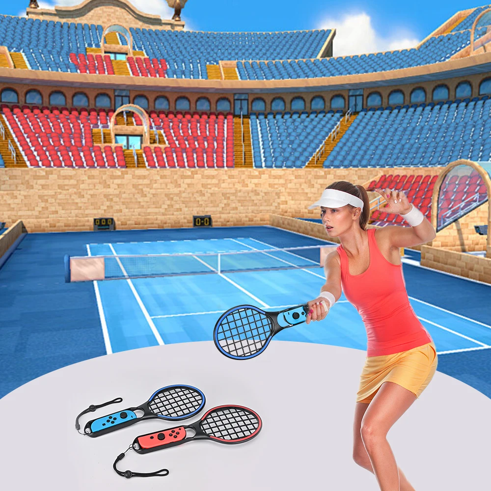 2 قطعة/المجموعة عالية الجودة مضرب تنس صغير مع حزام معصم قابل للتعديل لنينتندو سويتش OLED Joy-Con غمبد الملحقات #6