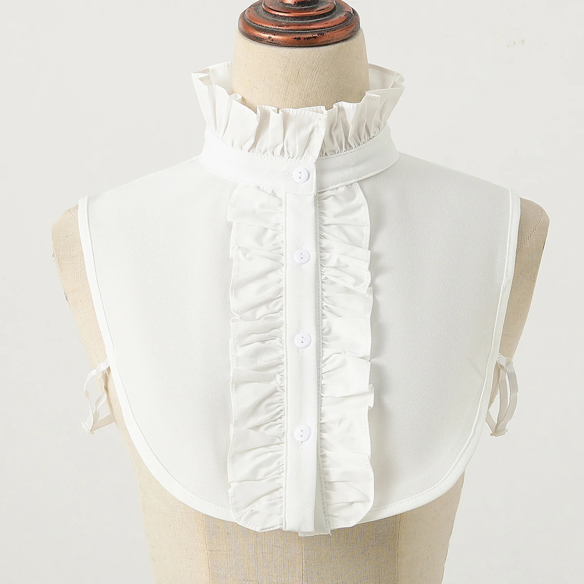 Damen-Plissee-Stehkragen, Fake-Kragen, modischer und eleganter Fake-Kragen im halben Hemd-Stil, vielseitiger abnehmbarer Kragen – Detail 7
