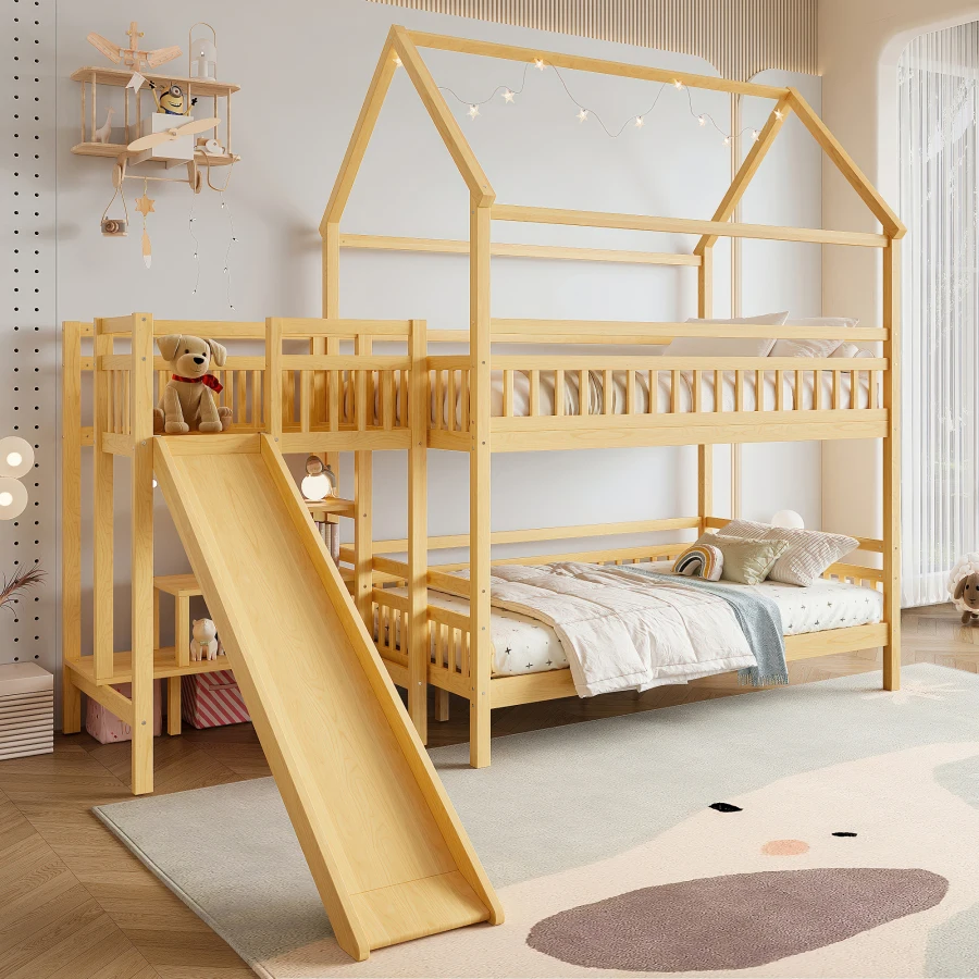 Bunk Bed With Stairs And Slide - Letto a castello a forma di