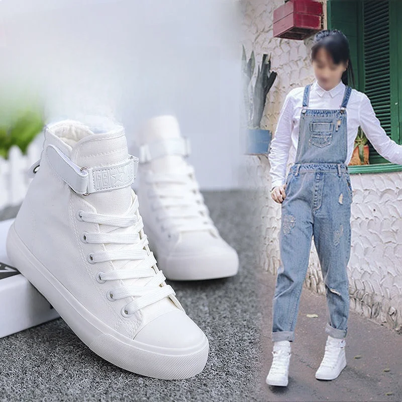 Zapatillas Casuales Blancas de Lona para Mujer, Zapatillas Altas a la Moda para Parejas, con Aumento de Altura, para Interiores, con Suela de Goma Plana