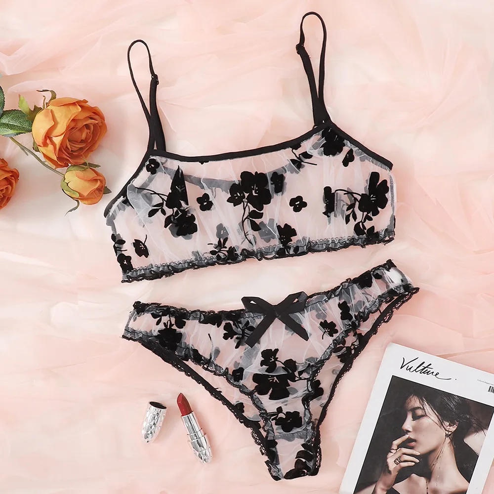 Сексуальное нижнее белье, перспективное сексуальное женское белье, костюм с флокированием, разноцветное сетчатое соблазнительное сексуальное женское белье, женское нижнее белье для женщин