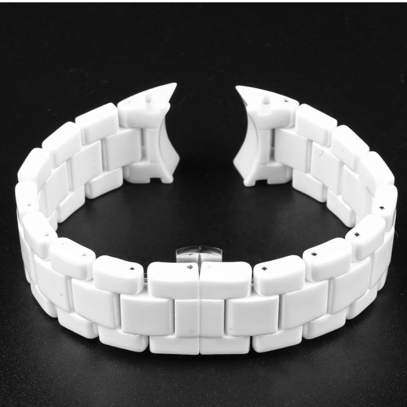 For armani white ceramic watch strap AR1443/AR1404/AR1424/AR1426 folding clasp hands watch chain Wrist strap Free tool For women