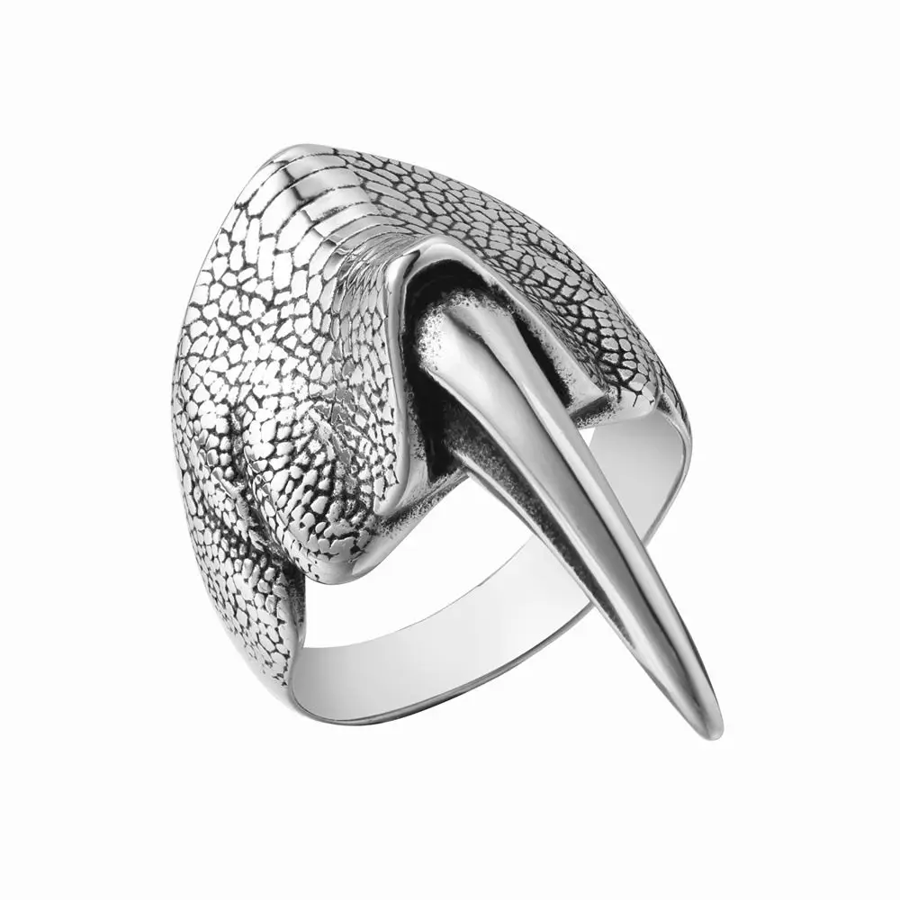 Men's Dark Gothic Monster Dragon Claw Ring - Punk Hip Hop Titanium Steel Band, Domineering Retro Style
