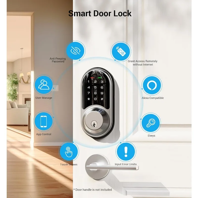 Smart Lock, Keyless Entry Door Lock Smart Locks for Front Door with App Control, Electronic Digital Lock with Touchscreen Keypad