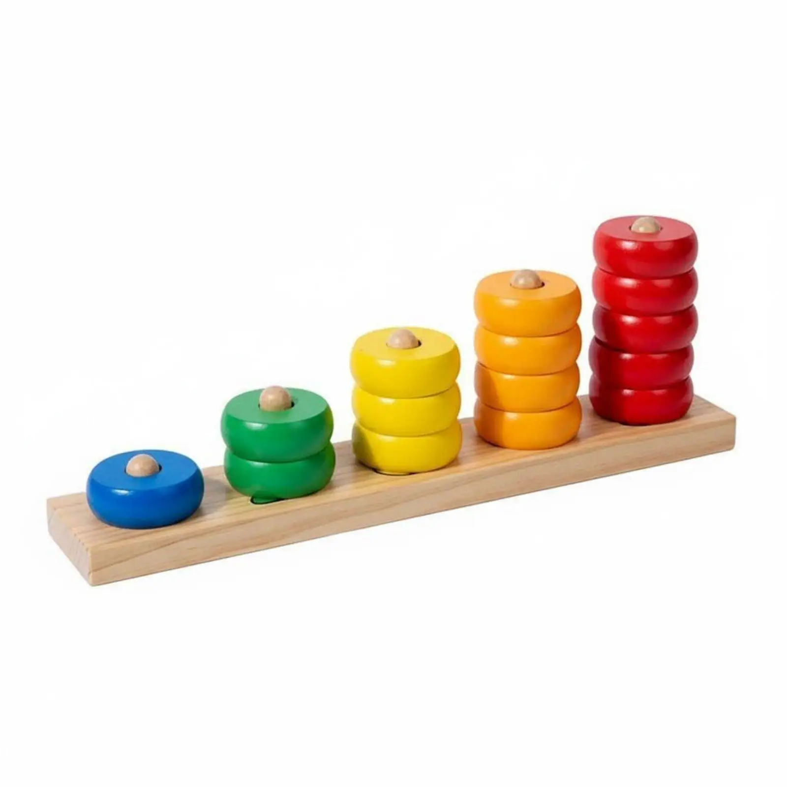 Rainbow Disc Stacking Toy Early Learning Wooden Number Stacker for Preschoolers