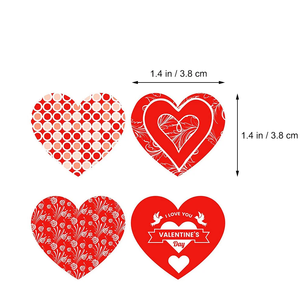 1 Roll Valentine's Day Love Heart Stickers Adhesive Seal for Gift Bags Envelope Party Favor Packaging Valentine's Day Sticker