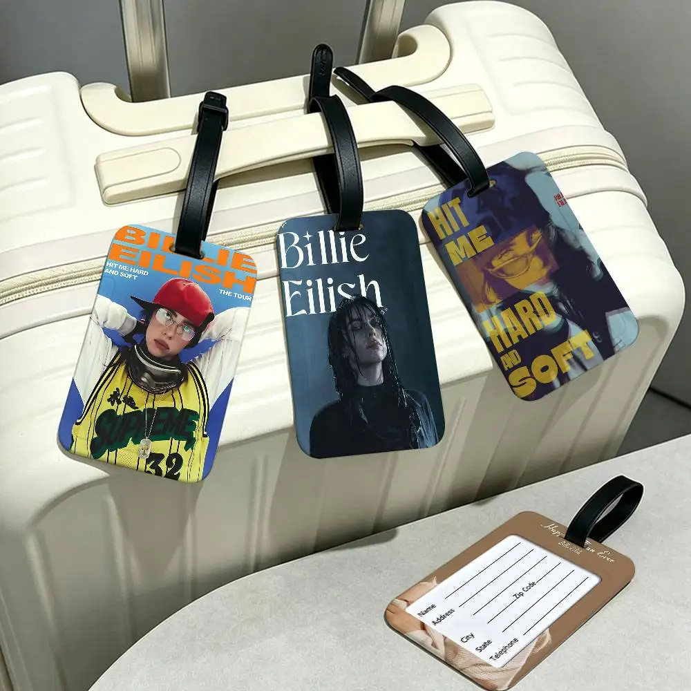 B-BillieS Singer E-EilishS Anti lost Travel Luggage Tag PVC ID Information Card Holder Baggage Name Label For Outdoor Trip