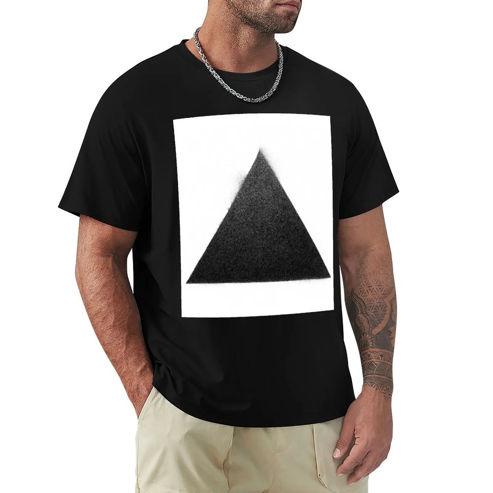 triangle black Minimal Monochrome geometric lines structure black and white art design T-Shirt Casual Loose Daily Wear T-Shirt