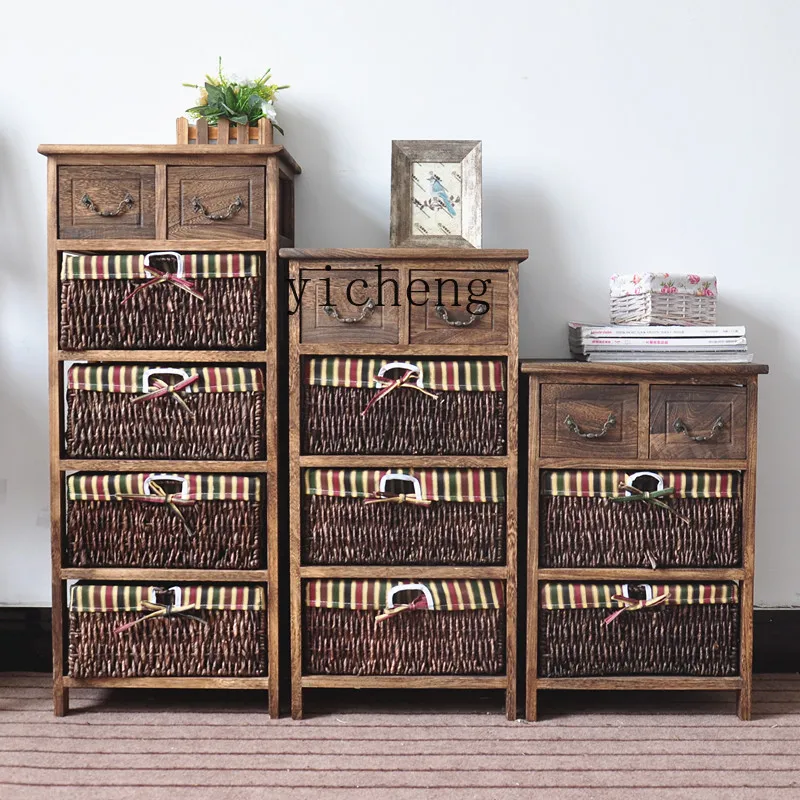 

ZYA Bedside Economical Simple Storage Cabinet Bedroom Solid Wood Small Cabinet Multi-layer