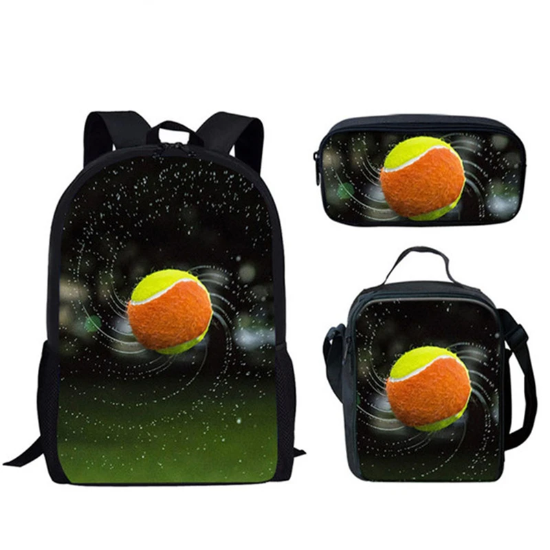 Klassische kreative Neuheit lustige Tennisball 3D-Druck 3 teile/satz Schüler Schult aschen Laptop Daypack Rucksack Lunch Bag Bleistift Fall