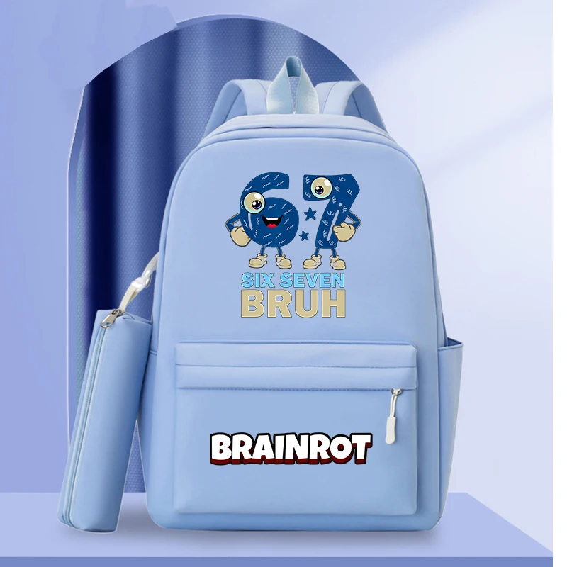 67 Six Seven Steal A BrainRot Large Capacity Casual Backpack Fashionable Travel Bag Simple College Style Schoolbag Satchels