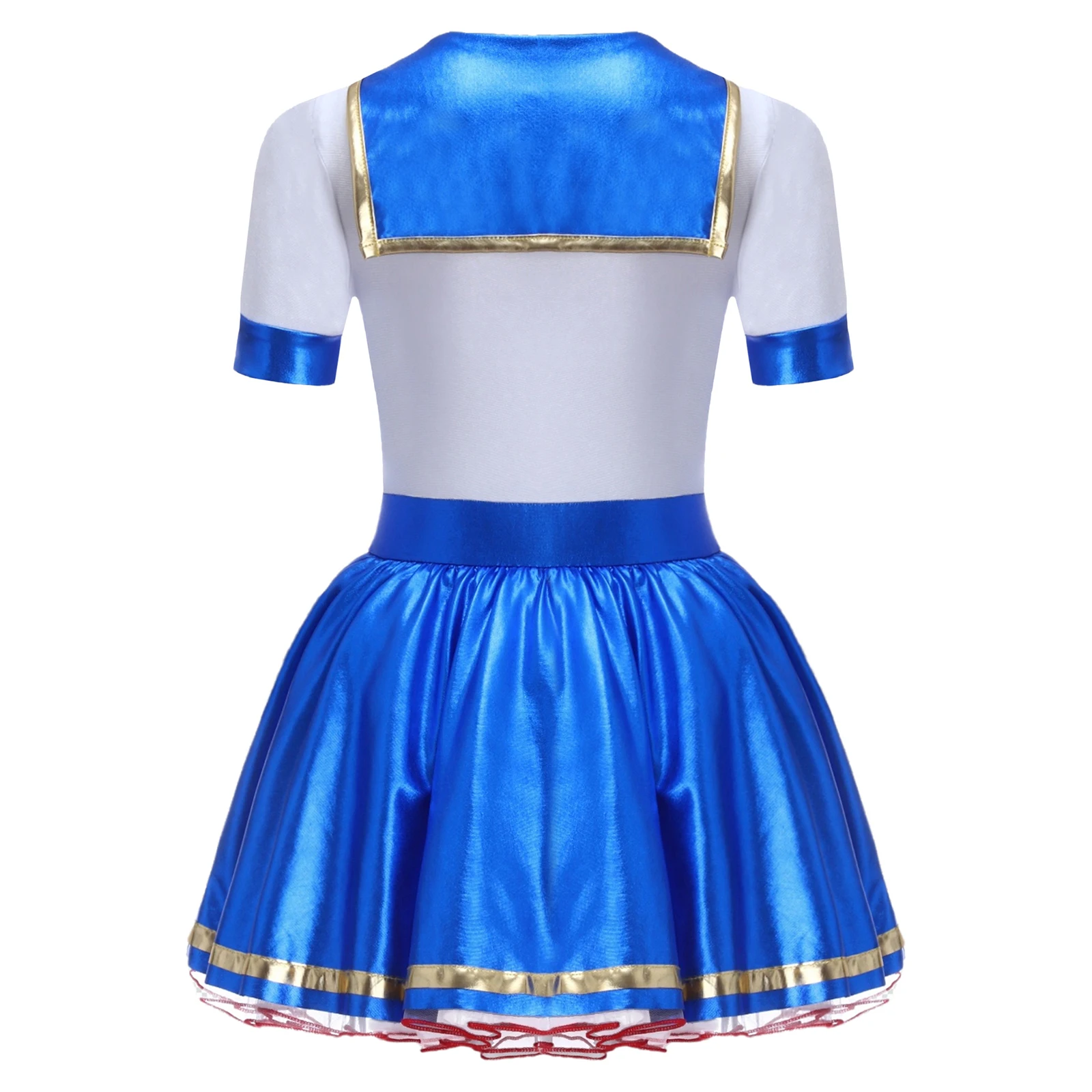 الأطفال أنيمي بحار السحرية فتاة تأثيري فستان قصير الأكمام لامع ربطة القوس فيونكة شبكة يوتار توتو هالوين موضوع زي حفلة