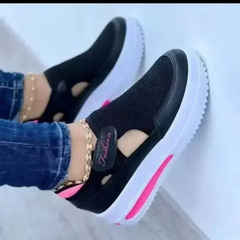 2024 Summer New Breathable Mesh Wedge Casual Sport Shoes Plus Size 43 Non Slip Woman Vulcanize Shoes Platform Women Sneakers image 3