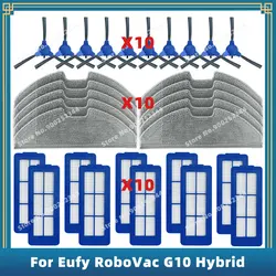 Accesorios de repuesto híbridos compatibles con Eufy RoboVac G10, cepillo lateral, filtro Hepa, paño de fregona