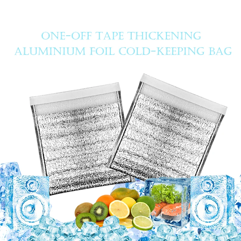 Hot/Cold Insulation Bags 5/10PCS Disposable With Adhesive Resealable Waterproof Aluminum Foil Food Shipping Pouch Moisture Proof