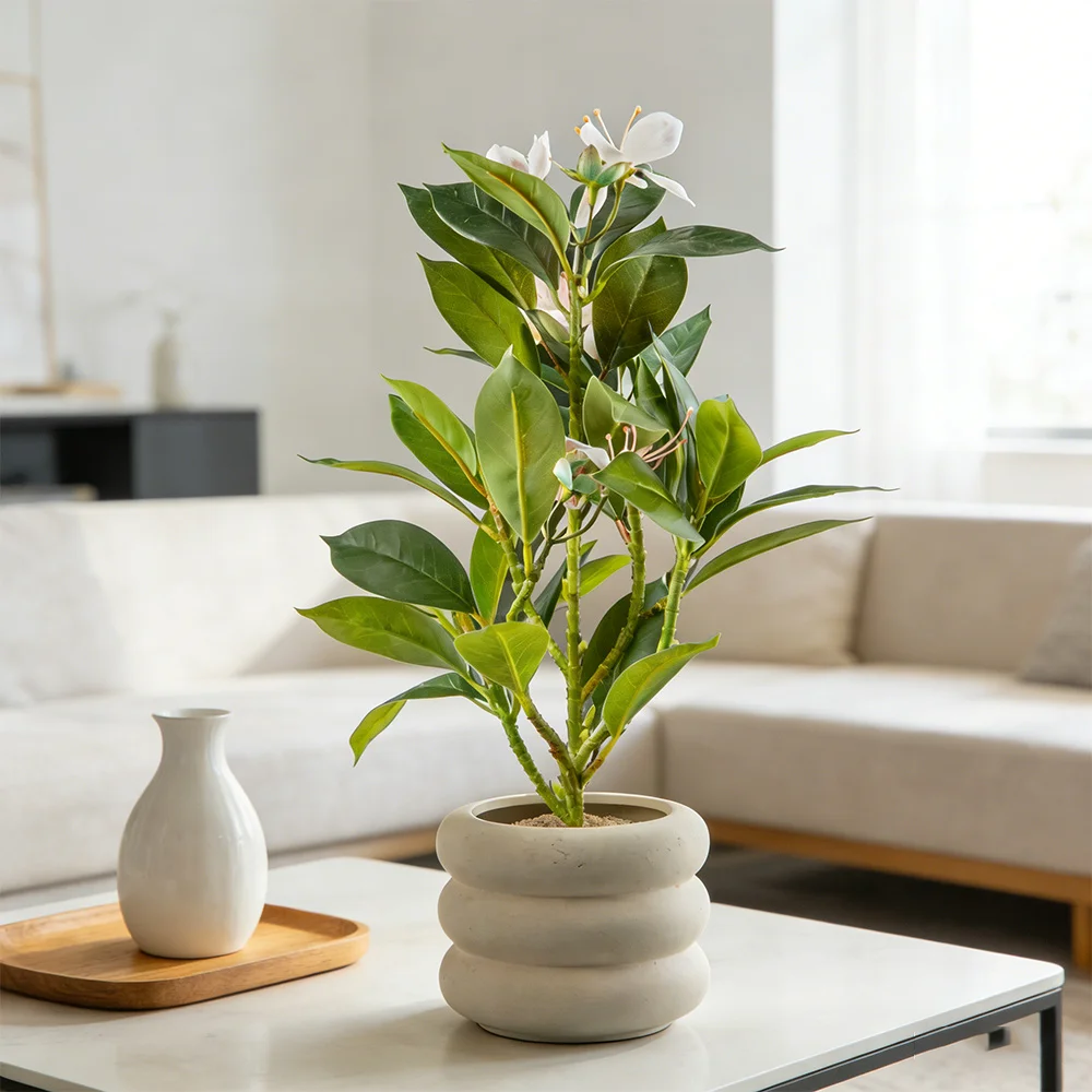 21-40 cm große künstliche Azaleenblüten, künstlicher Ficusbaum, künstliche Magnolienzweige, tropische Kunstbanyanblätter für die Dekoration von Zuhause und Büro – Detail 12