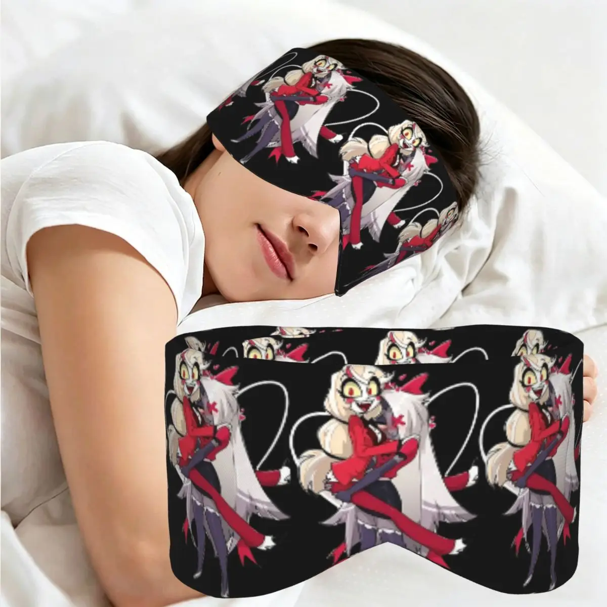 Charlie And Vaggie Valentines Hazbin Hotels sleep eye mask Portable Eye Cover for Girls Boys Travel Party Gift Eyeshade eyepatch