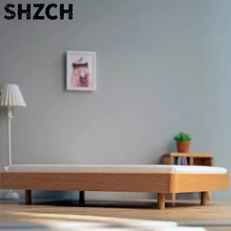 1:12 Doll House Mini Furniture Model with Suspended Double Bed, Bedroom Miniature Ornament