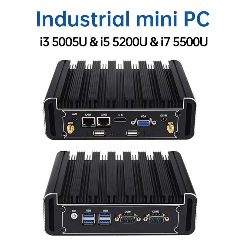 Imagem -02 - Yingchi-mini pc Intel i3 4005u 5005u i5 4200u i7 4500u J4125 J6412 Lan Fanless Dual x Rs232 Micro Computador Industrial