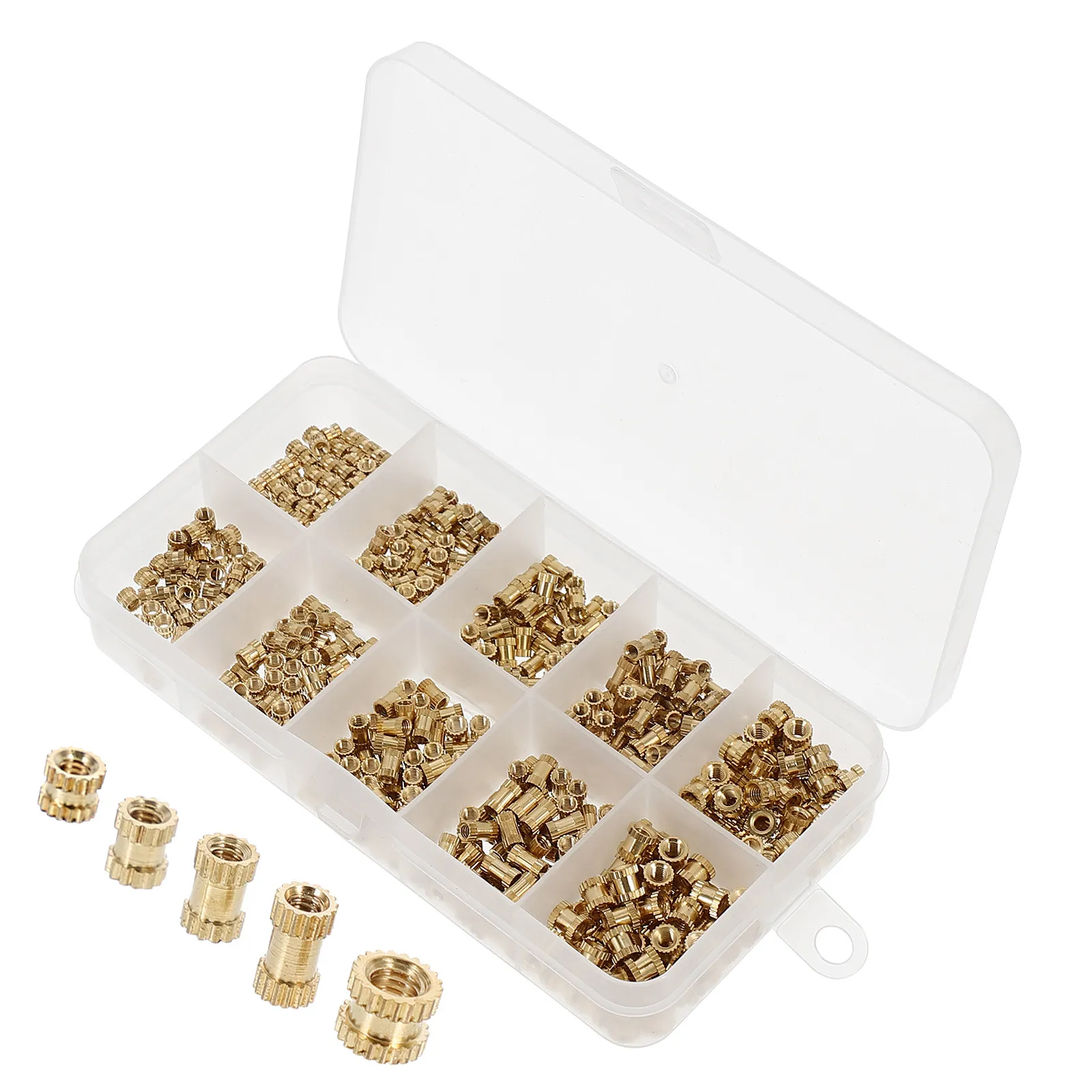 

500Pcs Knurled Threaded Inserts Nut Zinc Alloy Stable Non-Slip for Wood Furniture Pine Plywood Cabinet Drawer Fastener Connector