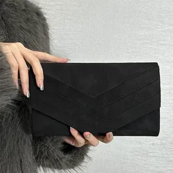 2024 Women Envelope Dinner Bag Single Shoulder Bag Crossbody Bag Velvet Handheld Bag Long Wallet Clutches for Party Wedding 