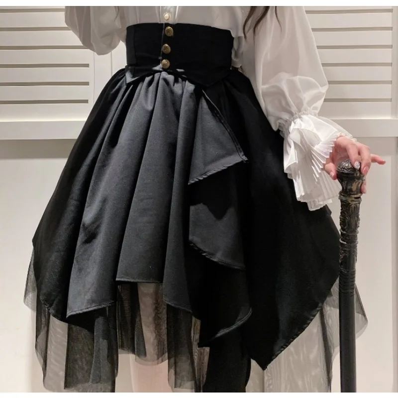 2025 اليابانية والكورية لوليتا القوطية قميص التنانير خمر Kawaii غير النظامية تأثيري ازياء حزام تنورة الشارع آلهة البدلة
