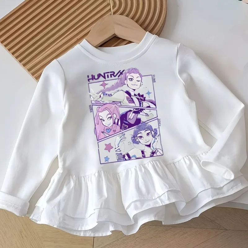قميص KPop Demon Hunters Cartoon Anime Rumi Mira Zoey للسيدات للربيع والخريف قميص قاعدة حلو ولطيف مخصص #6