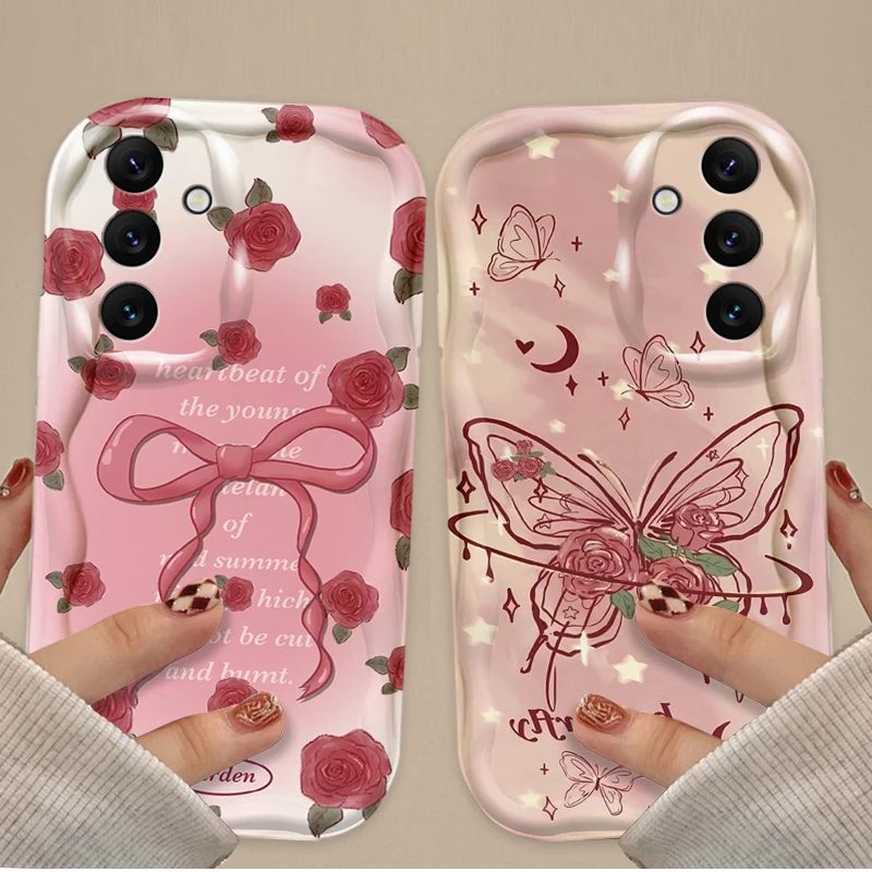 Nice Butterfly Flower Case For Samsung Galaxy A54 A34 A24 A14 A13 A53 A33 A73 A23 A52 A52S A32 A22 A12 A51 A71 Silicone Cover